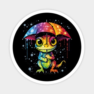 Gecko Rainy Day With Umbrella Magnet